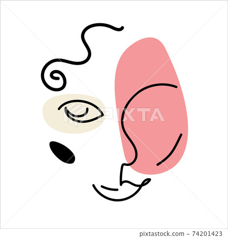 Abstract line art face painting contemporary portrait Abstract line art face painting contemporary portrait 74201423