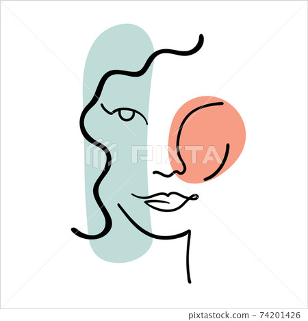 Abstract line art face painting contemporary portrait Abstract line art face painting contemporary portrait 74201426