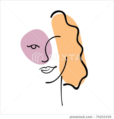 Abstract line art face painting contemporary portrait Abstract line art face painting contemporary portrait 74201430