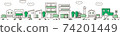 以建築物為中心的城市景觀線條藝術 74201449