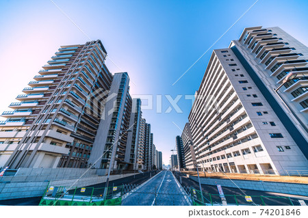 日本東京都市風景,晴海中的高層公寓等的視圖 日本東京都市風景,晴海中的高層公寓等的視圖 74201846