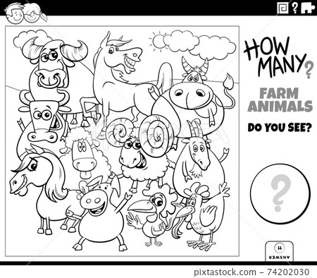 counting farm animals educational game for kids coloring book page counting farm animals educational game for kids coloring book page 74202030