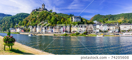 Travel in Germany - river cruises in Rhein river, medieval Cochem Travel in Germany - river cruises in Rhein river, medieval Cochem 74205608