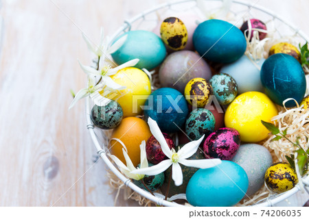 Different Easter Eggs dyed in Natural ingredients 74206035