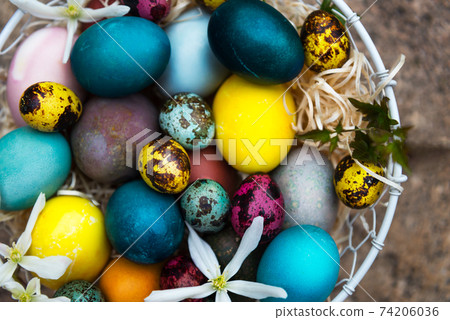 Different Easter Eggs dyed in Natural ingredients 74206036