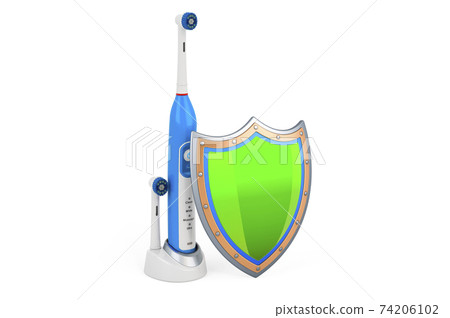 Electric toothbrush with shield, 3D rendering 74206102