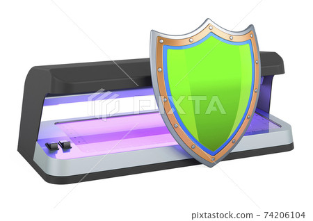 Detector banknotes with shield, 3D rendering 74206104