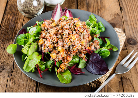 Red rice, lentils and butternut squash with carrot and quinoa in 74206182