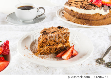 Coffee cake, Strawberries and Coffee Coffee cake, Strawberries and Coffee 74206235