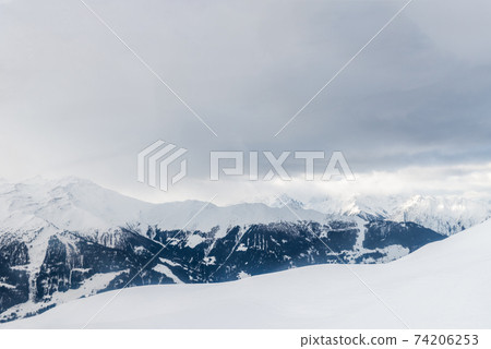 Winter view on the valley in Swiss Alps, Verbier, Switzerland 74206253