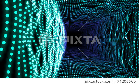 Image of running through a tunnel made of neon running through a neon tunnel 74206569