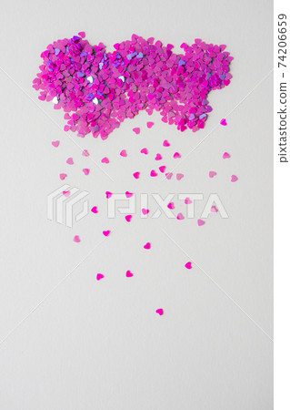 Pink small hearts on the background, like rain Pink small hearts on the background, like rain 74206659