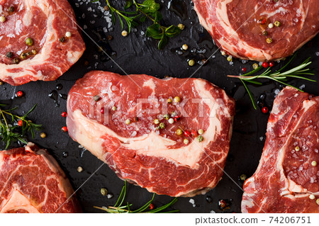 Variety of tastes and flavours on raw meat Variety of tastes and flavours on raw meat 74206751