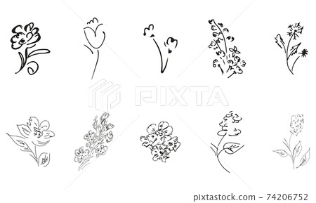 10 hand-drawn blossom wildflowers. Big collection of 10 hand-drawn roses. Big floral botanical set. Isolated on white background. Doodle simple vector collection. 10 hand-drawn blossom wildflowers. Big collection of 10 hand-drawn roses. Big floral botanical set. Isolated on white background. Doodle simple vector collection. 74206752