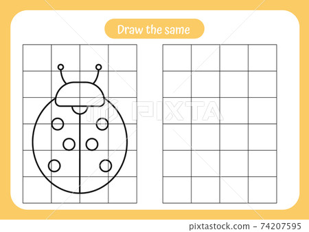 Copy the picture of ladybug - use the grid and... - Stock Illustration ...