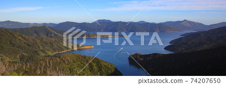 Landscape in the Marlborough Sounds, New Zealand. Landscape in the Marlborough Sounds, New Zealand. 74207650