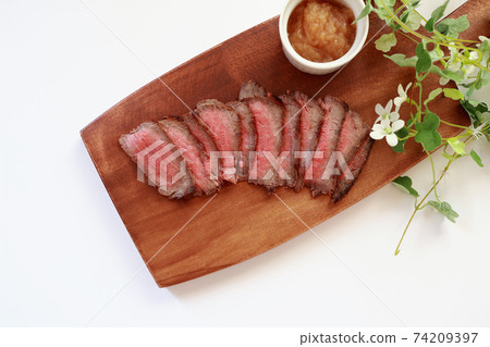 Handmade roast beef white background 74209397