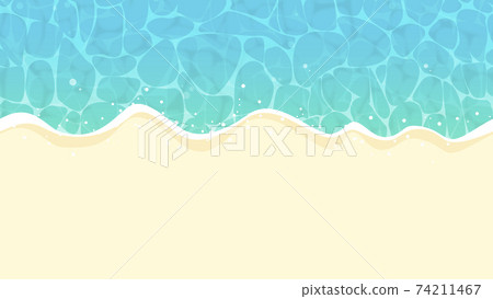 夏季海灘鳥瞰度假[水平無縫背景圖案] 74211467