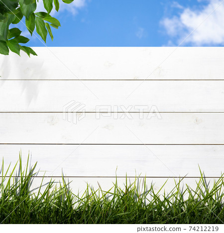 白色圍欄和草皮材料-有多種變化 74212219