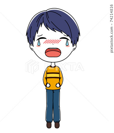 一個哭泣的男孩的全身插圖 一個哭泣的男孩的全身插圖 74214816