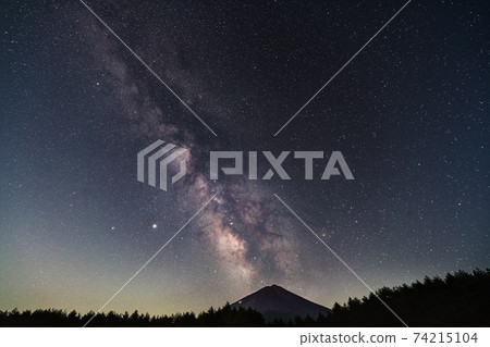 Mt. Fuji and the Milky Way from the Yamanashi National Tree-Raising Festival Memorial Square 74215104