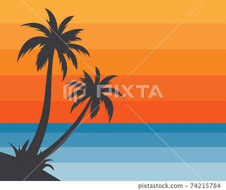 Palm tree icon of summer and travel background vector illustration 74215784