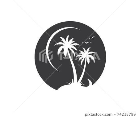 Palm tree icon of summer and travel logo vector illustration Palm tree icon of summer and travel logo vector illustration 74215789