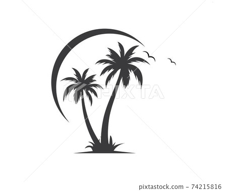 Palm tree icon of summer and travel logo vector illustration Palm tree icon of summer and travel logo vector illustration 74215816