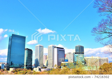 Spring Osaka cityscape from Osaka Castle Park Spring Osaka cityscape from Osaka Castle Park 74216302