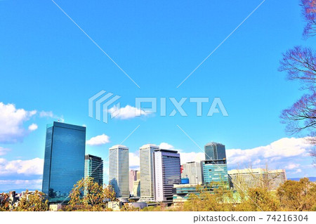 Spring Osaka cityscape from Osaka Castle Park Spring Osaka cityscape from Osaka Castle Park 74216304