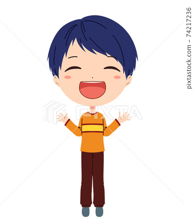Full body illustration of a smiling boy - Stock Illustration [74217236] -  PIXTA