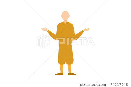 A Buddhist monk standing, a monk spreading his hands A Buddhist monk standing, a monk spreading his hands 74217948