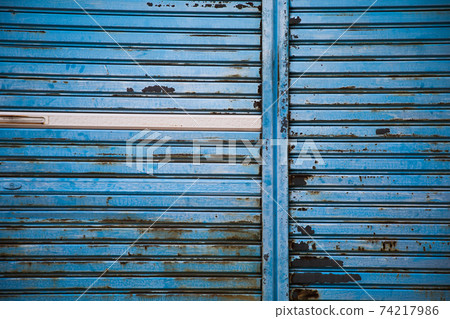 Blue rusty shutter horizontal position 74217986