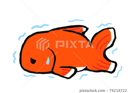 Illustration of a sick and weak goldfish 74218722