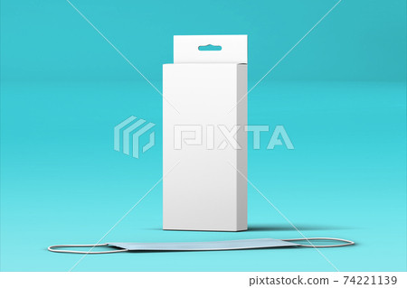 3D rendered medical mask dust protection with box design. safety measure to combat coronavirus. added copy space for text. 74221139