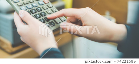 calculator, accounting, female 74221599