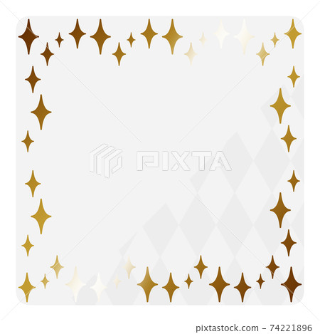 Glitter square frame white & gold partly diamond pattern 74221896
