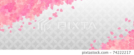 Silver cloisonne pattern and dancing cherry blossom background 74222217