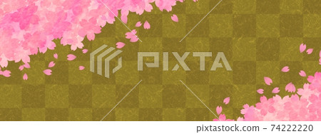 棕色的金色格仔的圖案和跳舞櫻花背景 棕色的金色格仔的圖案和跳舞櫻花背景 74222220