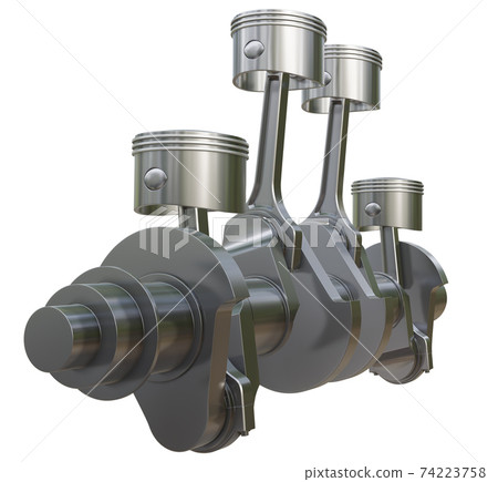 Metal crankshaft and 4 pistons with connecting rods 74223758