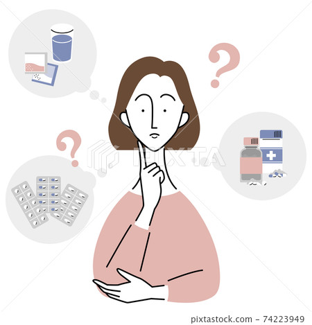 Woman with doubts about medicine 74223949