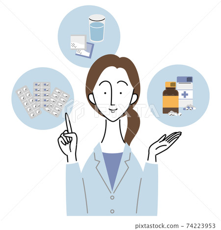 Female doctor / pharmacist explaining the drug 74223953