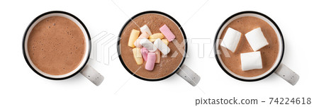 Cup of hot chocolate with marshmallow 74224618