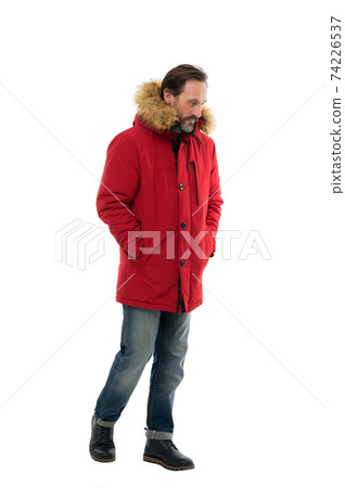 Clothes for polar expedition. Membrane fabric. Winter stylish  74226537