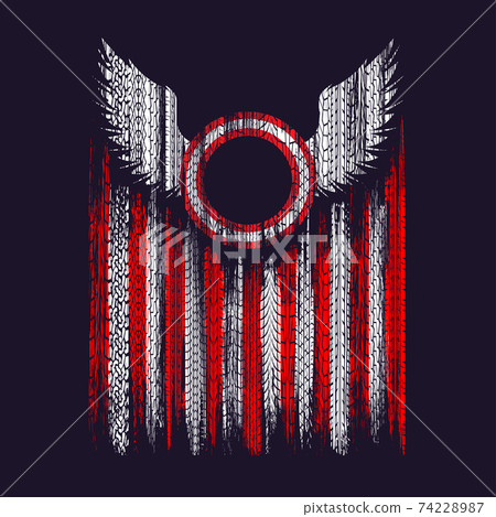 Circle shield with wings grunge Circle shield with wings grunge 74228987