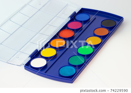Set of watercolor paints isolated on white background 74229590
