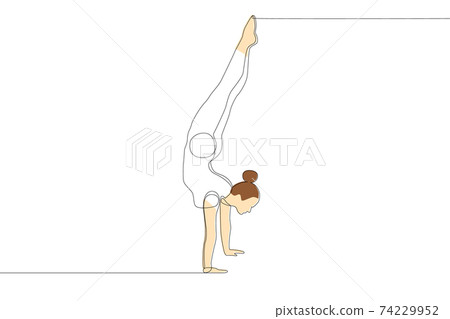 One continuous line drawing. Gymnast. 74229952