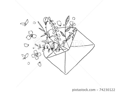 Letters and flowers monochrome 74230122