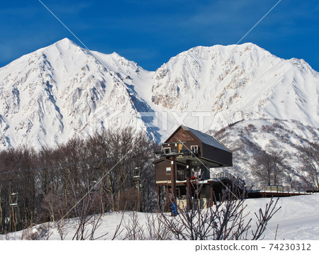 Hakuba Iwatake Snowfield Central high-speed lift summit station with Hakuba Yarigadake and Shakushidake in the background Hakuba Iwatake Snowfield Central high-speed lift summit station with Hakuba Yarigadake and Shakushidake in the background 74230312