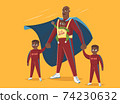 Super Dad. Dad with his three children 74230632